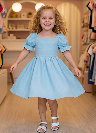 Vestido Helô - Azul Bebê