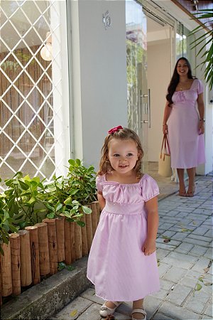 Vestido Bia - Rosa e Branco