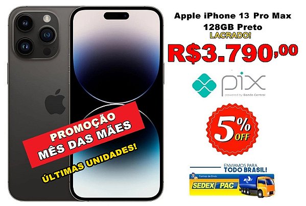 iPhone 13 Pro Max 128GB Grafite - Apple - Tela 6,7” 12MP iOS