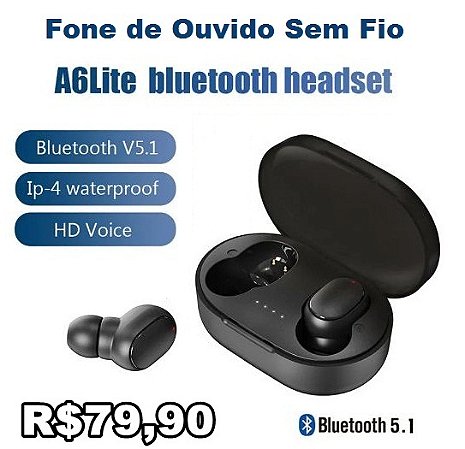 Fone De Ouvido Bluetooth, Verdadeiro Esporte Sem Fio Headset, Hi Fi 5.1, IPX4, Cabine De Carregamento Portátil