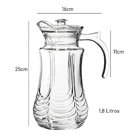 Jogo de Jarra Com 6 Copos Verre de Vidro Transparente Com Detalhes Em Alto  Relevo Para Suco Água - Meu Canto Shop