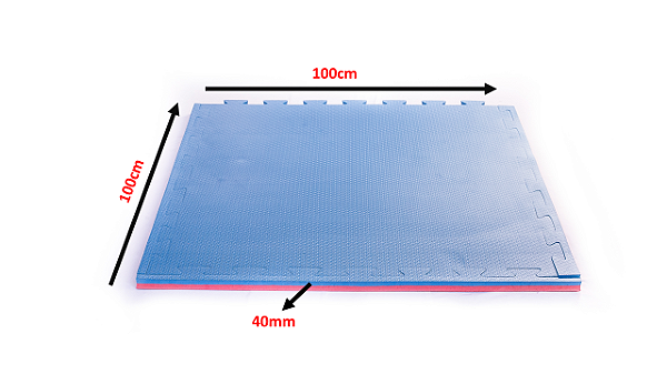 Kit 10 Tatame de Eva (100x100x40mm) Azul/Vermelho