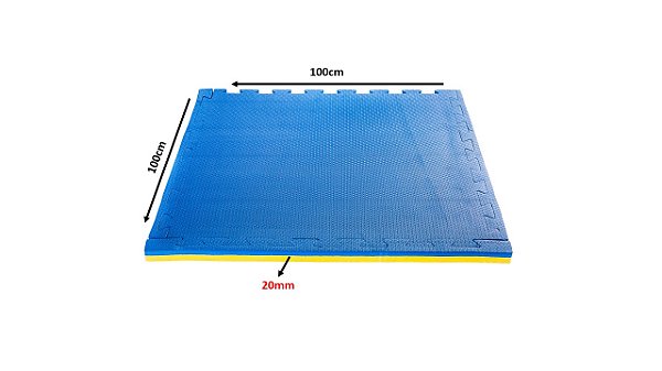 Kit 06 Tatame de Eva (100x100x20mm) Azul/Amarelo