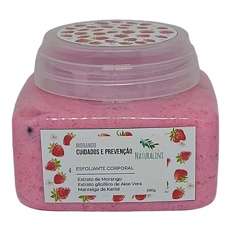 Esfoliante Corporal de Morango com Extrato de Aloe Vera e Manteiga de Karité
