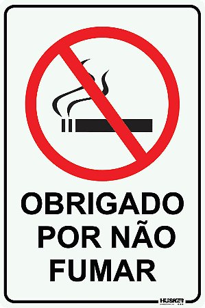 Placa Obrigado por não Fumar