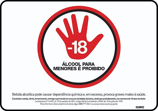 Placa Proibido Álcool para Menores