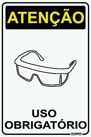 Placa Atenção uso Obrigatório de Óculos