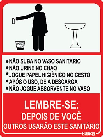 Placa Lembrete Sanitário Feminino