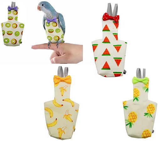 KIt 4x Fralda De Pássaro Lavável Roupa Calopsita Luxo Aves Mansas M