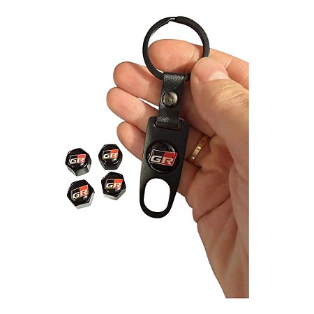 Bicos Válvula Pneu Toyota Trd Tampa Com Chaveiro Para Carro