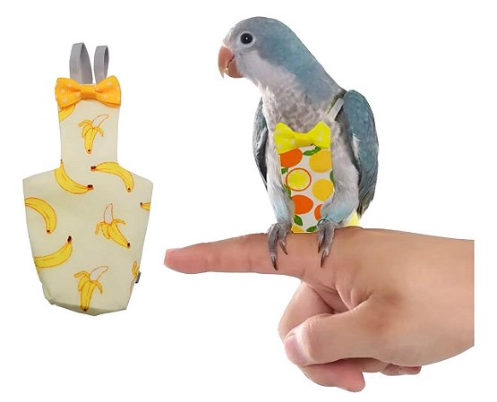 Fralda De Pássaro Lavável Roupa Calopsita Luxo Aves Mansas M - BANANA