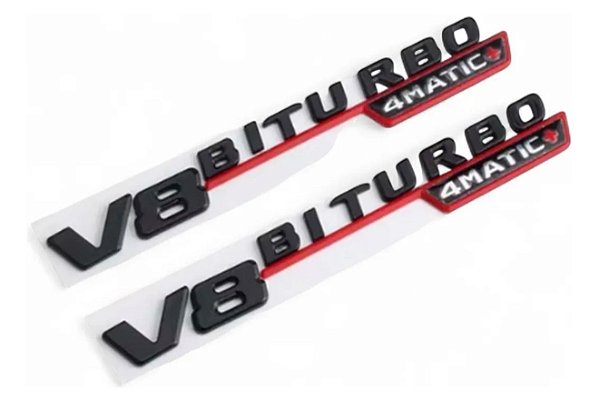 Par Emblema Mercedes V8BiTurbo 4matic+ Gla45 A45 Cla45 C43 A43 Amg