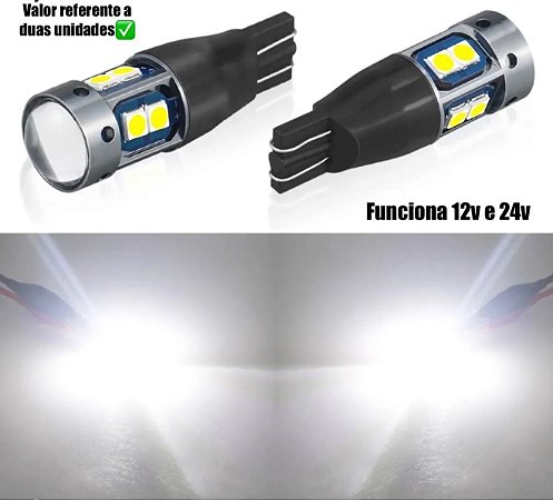 2 Lampadas Pingo T10 24v Led Chip Canbus Canceler (forte 8w) T10 Branca