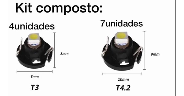 Kit 11x Lâmpadas Led- 4x T3 E 7x T4 Painel De Comandos Civic