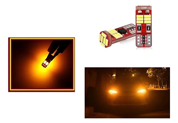 01 Par Lâmpada Pingo T10 18 Leds Canbus 6500k Envio Imediato T10 Canbus Laranja