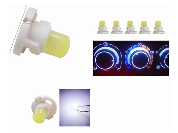 05 Lampadas Led Branco Botão Ar Condicionado Honda Fit City Branca