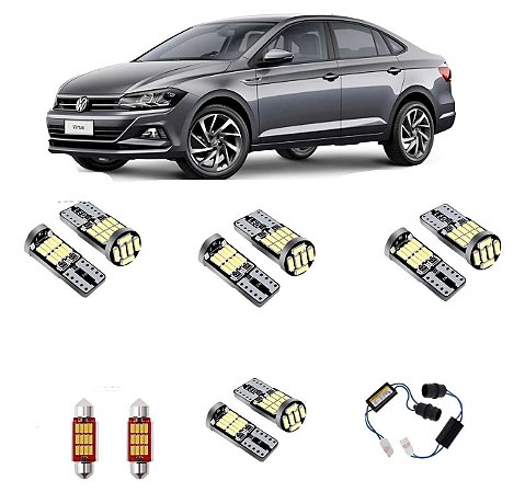 Kit Led Premium Vw Novo Polo Virtus Luzes Internas 2018 2019 T10 Branca