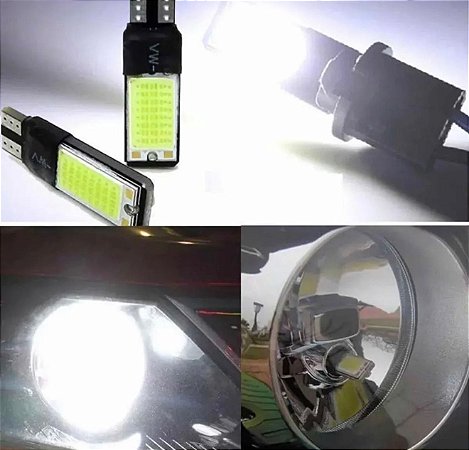 Lâmpadas Lanterna Led W5w Pingão T10 Cob Canbus Branco 6000k T10 Branca