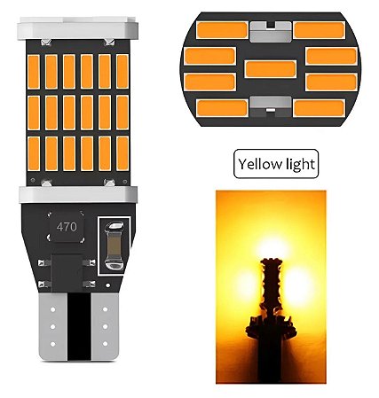 Kit 2 Lampada T15 45 Led Cambus Canceller W16w - AMBAR