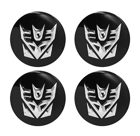 Jogo 4 Emblema Logo Adesivo Roda Transformers 56mm - Preto