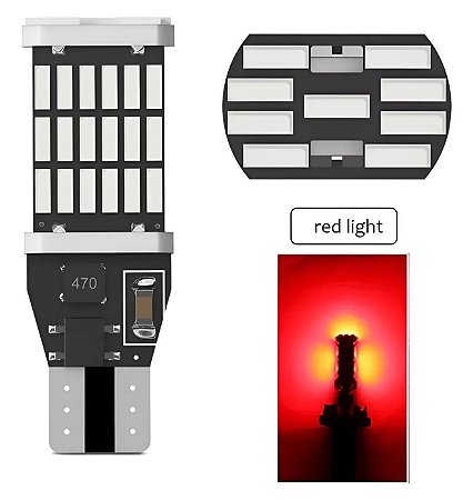 Kit 2 Lampada T15 45 Led Cambus Canceller W16w - Vermelha - pronto Envio