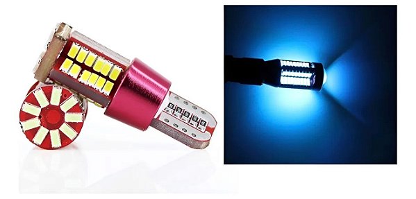 Lâmpadas Led City Pingo T10 57 Leds W5w Canbus Azul Cristal T10 Azul
