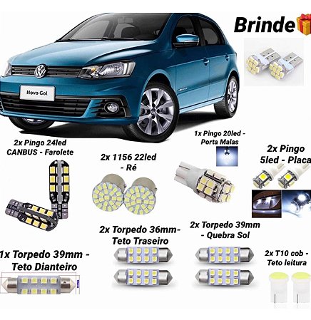 Kit Lâmpada Led Completo Gol Voyage G4 G5 G6 G7 T10 - Torpedo Branca