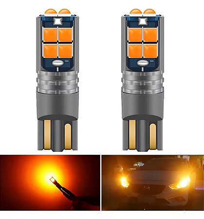 2 Lampadas Pingo t10 10 led Chip Canbus Canceler 12 e 24v LARANJA