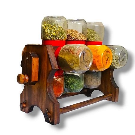 Porta Tempero 12 Potes Manivela Giratório