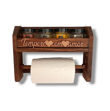 Porta Tempero Galheteiro 4 Potes + Papel Toalha Completo