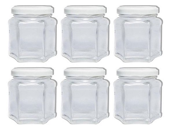 Pote Sextavado 150ml + Tampas