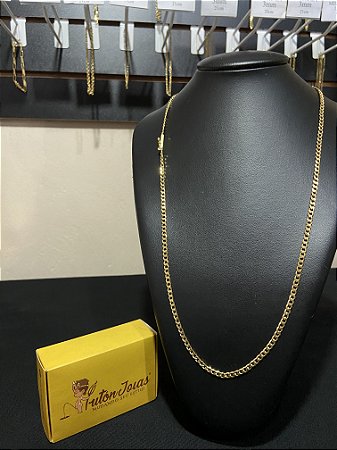 CORRENTE GRUMET 3MM BANHADA A OURO 18K