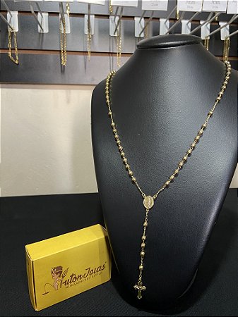 TERÇO NOSSA SENHORA BANHADA A OURO 18K