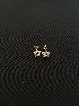 BRINCO FIXO ESTRELA CRAVEJADO CRISTA BANHADO A OURO 18K