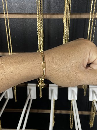 PULSEIRA ELO ALONGADO BANHADO A OURO 18K