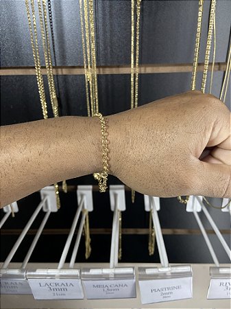 PULSEIRA ELO PORTUGUÊS 3MM BANHADO A OURO 18K