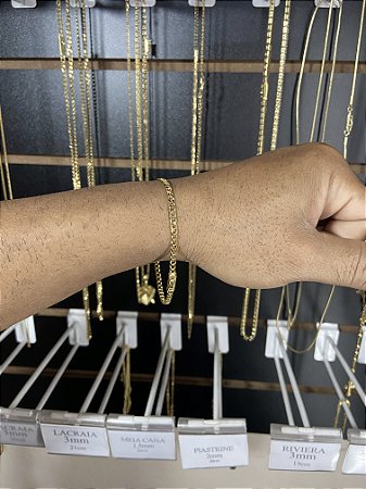 PULSEIRA GRUMET 3MM BANHADO A OURO 18K
