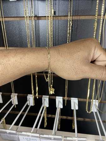 PULSEIRA PIASTRINE 2MM BANHADO A OURO 18K
