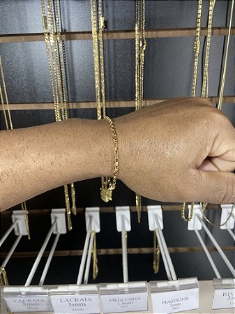 PULSEIRA VENEZIANA 3MM BANHADO A OURO 18K