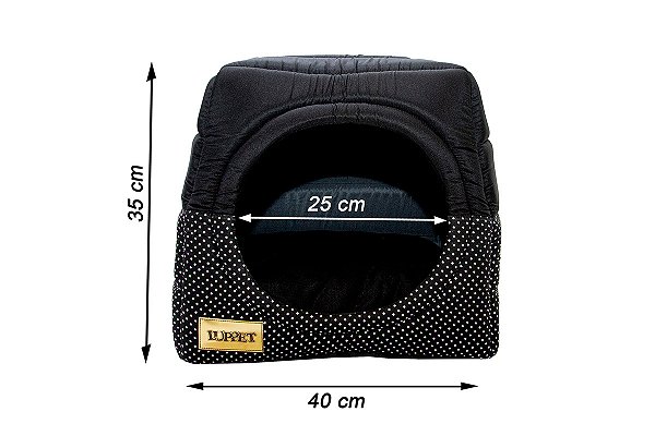 Cama Iglu e Toca Para Cachorro Luppet Luxo Preto Poa Tamanho:M