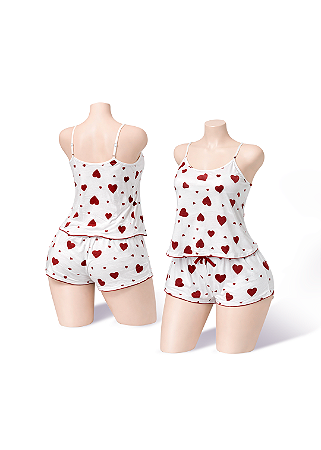 Pijama Feminino Coração Cores Sortidas