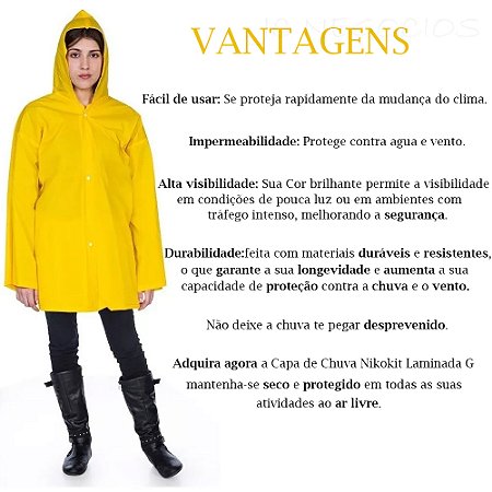 Capa de Chuva Nikokit Laminada G Amarela