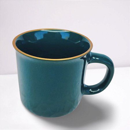 Caneca Zaro Café Verde com borda dourada 200ml