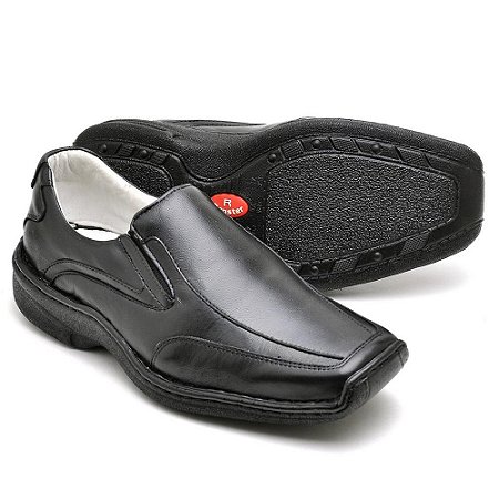 Sapato Conforto Couro Masculino Preto