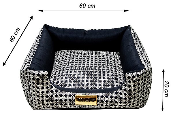 Cama Quadrada para Cachorro ou Gato Luxo Preto A5