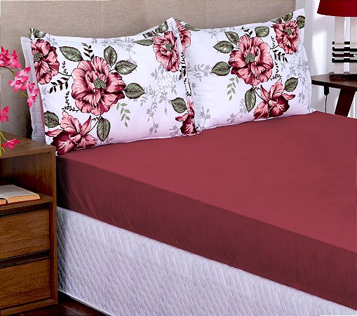 Jogo de cama Lençol Garden 03 peças Casal Queen Amapola
