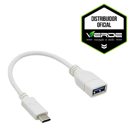 Cabo Adaptador OTG - USB-A / Type-C - Branco - Verde