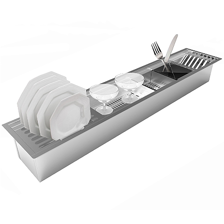 Calha Úmida De Embutir Em Inox 90cm Com 5 Módulos