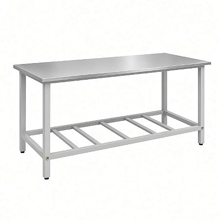 SARO Mesa de Bancada Inox 430 com Prateleira – 100 a 190 cm