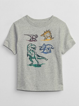 Camiseta Masculina GAP Cinza Dinossauro - 5 Anos
